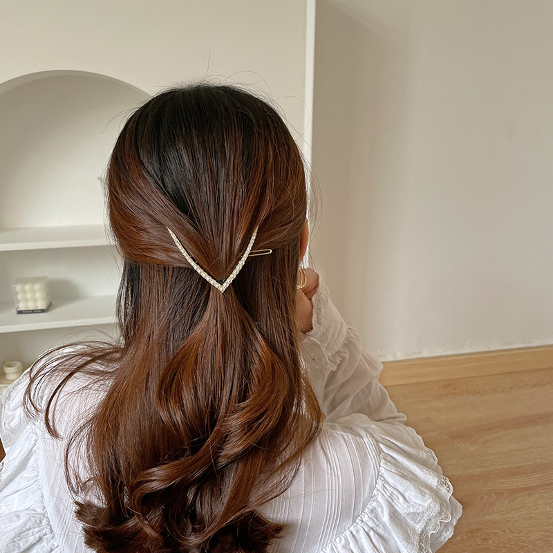 优雅女人的宝藏~半扎头发后脑勺发夹法式复古珍珠法式发卡女头饰