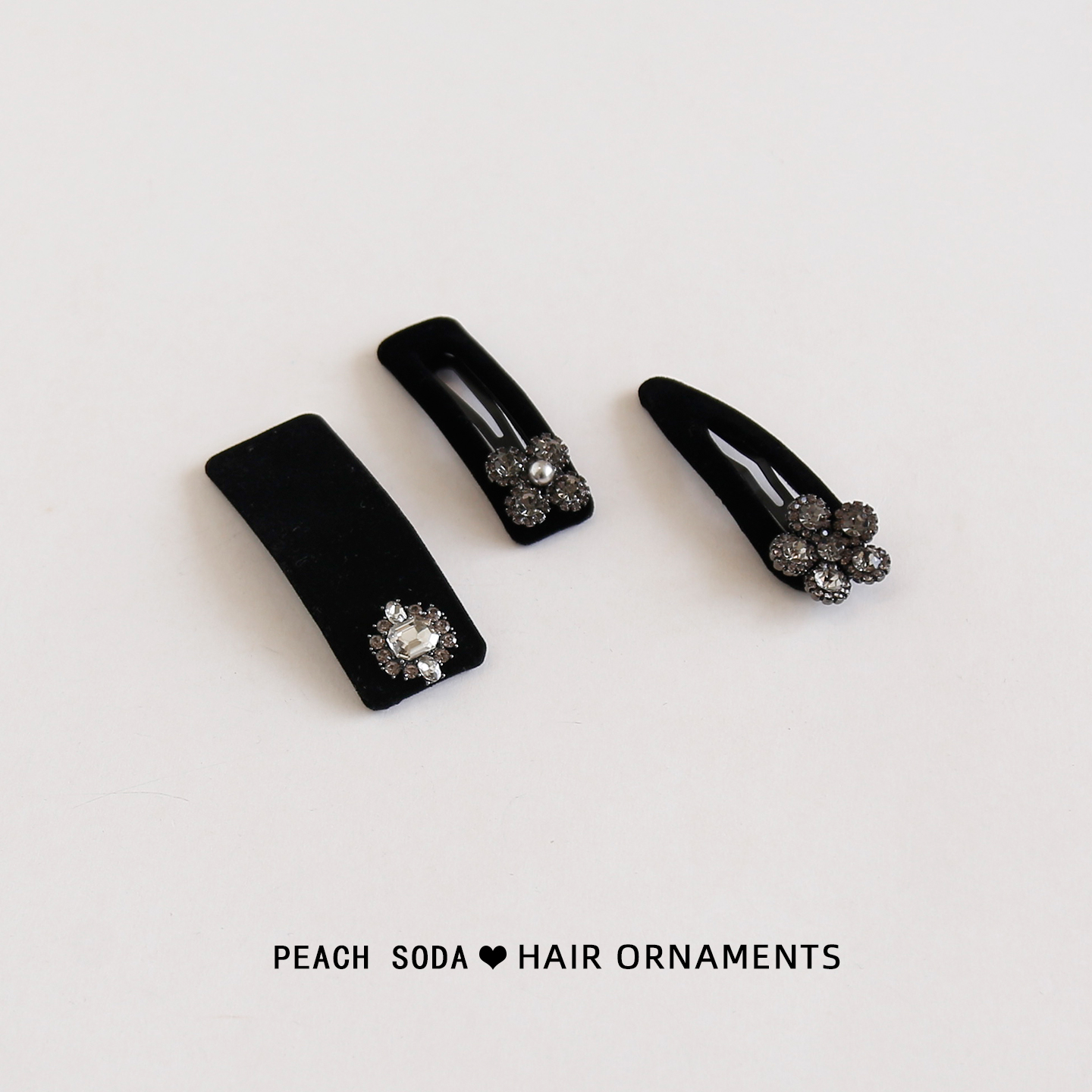 中古名媛风气质发夹方扣闪钻精致百搭bb夹丝绒黑色边夹刘海夹发卡