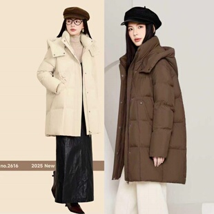 新款女修身中长款羽绒服九成品女款半成品定制翻新加厚加工A2616