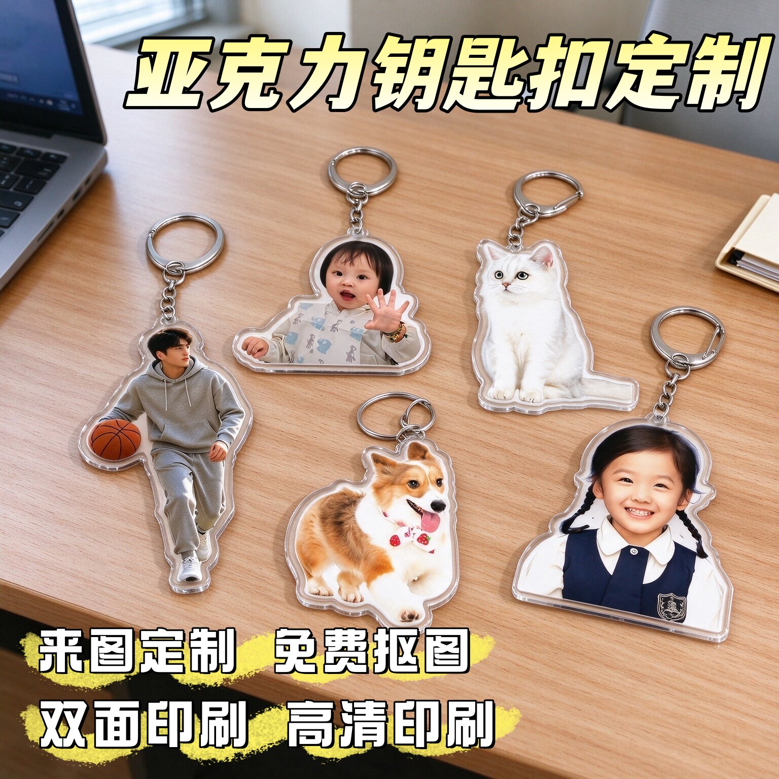 亚克力钥匙扣定制照片diy定制宝宝亚克力定制宠物演唱会物料定制