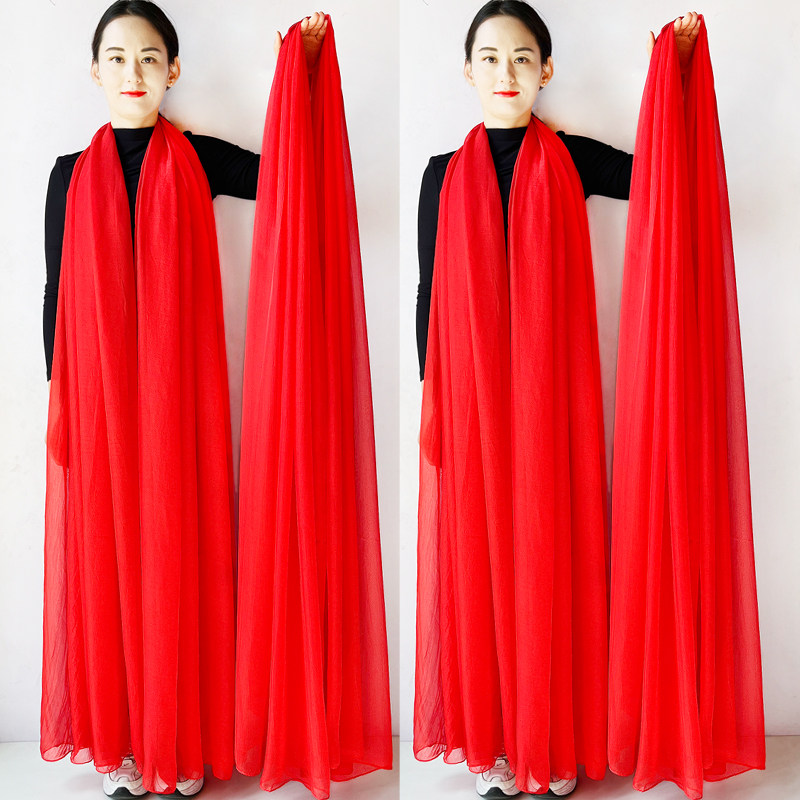 中国红女士丝巾秋冬薄款大红色围巾广场舞纱巾长款沙滩巾披肩外搭