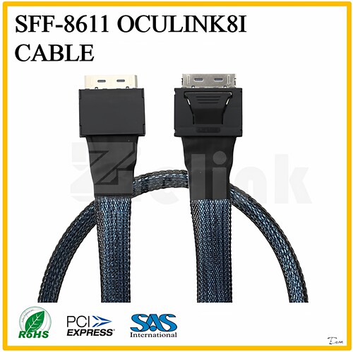 Oculink8X高速线服务器连接线SFF8611阵列卡背板数据线pcie4.0