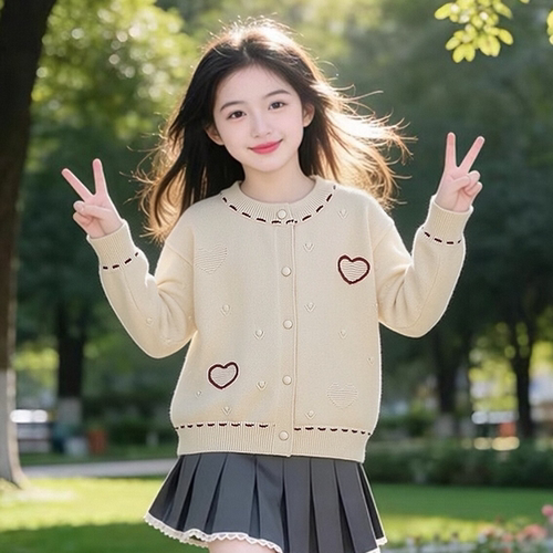 女童针织毛衣秋冬2026新款儿童洋气开衫外套春秋季女孩针织衫上衣