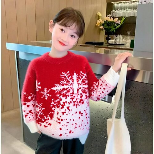 女童毛衣秋冬2025新款儿童仿水貂绒加厚毛衣小女孩洋气针织打底衫