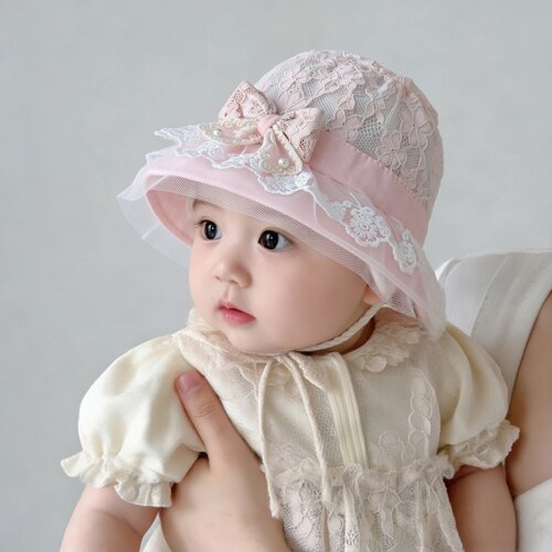宝宝帽子春秋婴幼儿遮阳防晒宫廷帽小月龄护囟门胎帽蕾丝渔夫帽潮