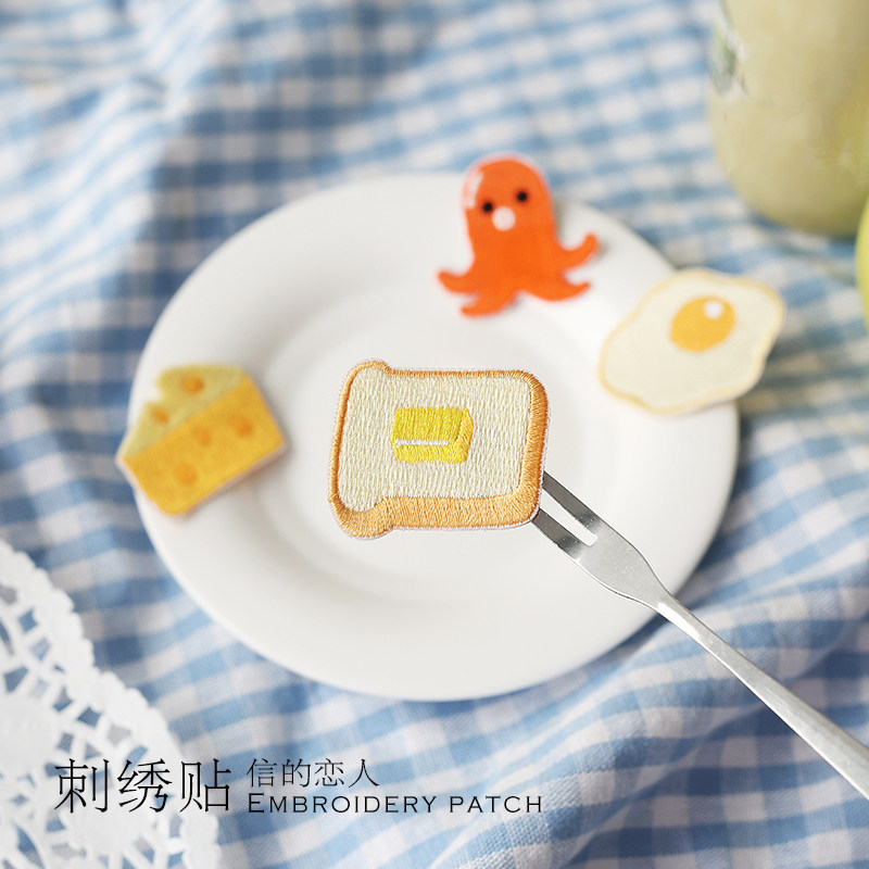 早安系列 早餐荷包蛋刺绣布贴手帐手机壳DIY时尚装饰贴衣服补丁贴,居家布艺,布贴,淘宝优惠券,粉丝福利购,淘宝优惠卷