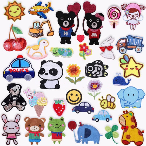 自粘补丁贴免缝刺绣卡通布贴