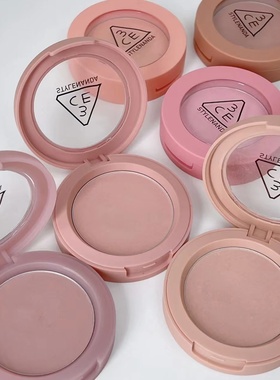 送刷3CE单色腮红ROSE BEIGE蜜桃橘MONO PINK#NUDE PEACH哑光自然