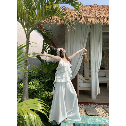 法式气质甜美荷叶边吊带小衫宽松阔腿裤