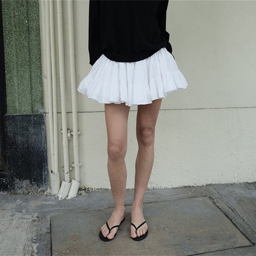 立体碎褶蓬蓬裙短款低腰