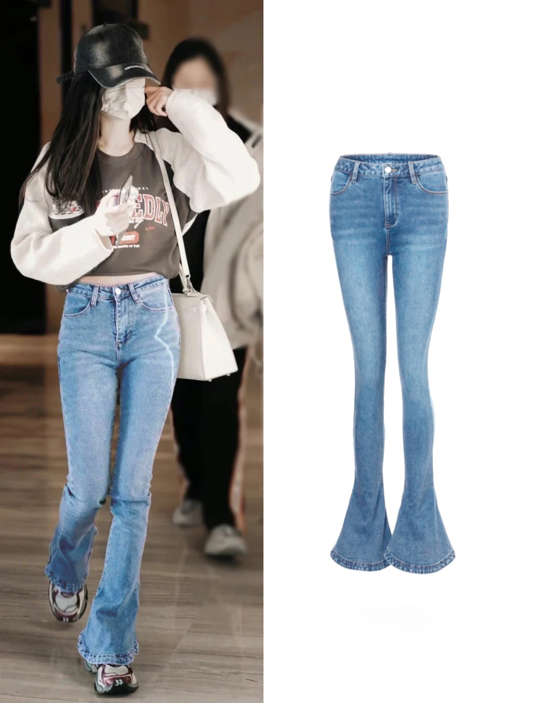 牛仔马蹄裤女2025春季新款高腰修身包臀显瘦弹力微喇叭裤拖地长裤