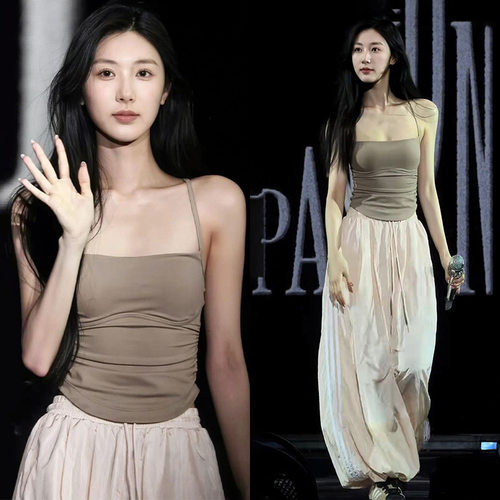 宋雨琦款露背吊带打底针织衫松弛感收脚阔腿裤休闲套装