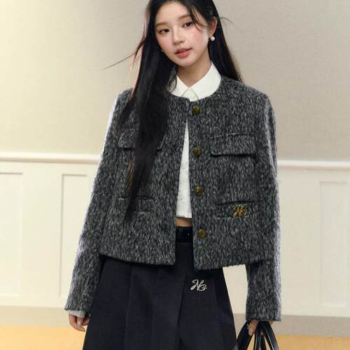 小香风名媛呢子夹克上衣