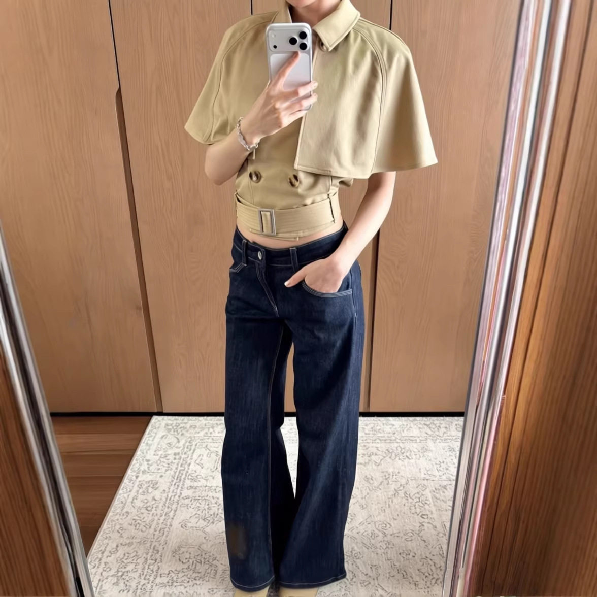 持续出货中2026年新款“雅痞”可拆卸斗篷风衣夹克 卡其/藏蓝