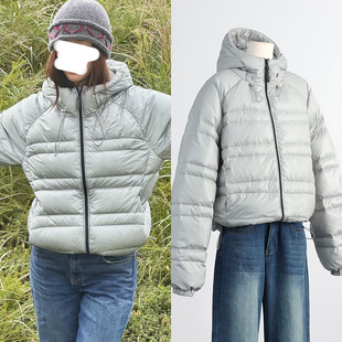 [做货中]郑秀晶林娜琏同款防风连帽金属灰高级感冬装白鸭绒羽绒服