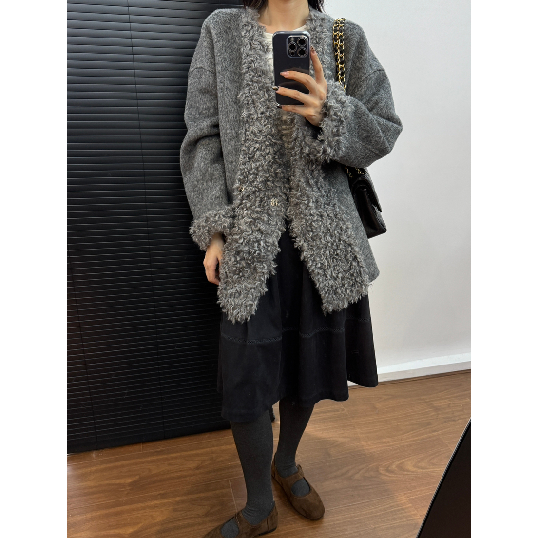 多金-慵懒风卷毛宽松中长款羊毛外套（含91.6绵羊毛）866-25137