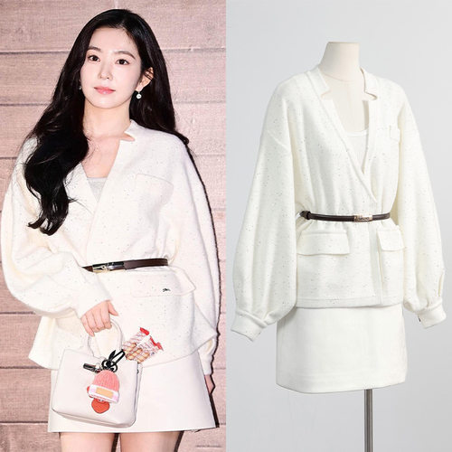 [陆续出]裴珠泫同款烫钻轻奢羊毛毛衣温柔风百搭半身裙时尚套装女