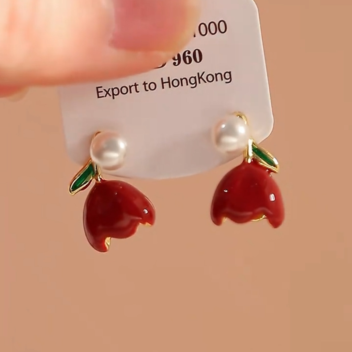 红色郁金香花朵耳环女2026新款爆款高级感耳饰品精致小巧独特耳钉,饰品/流行首饰/时尚饰品新,耳环,淘宝优惠券,粉丝福利购,淘宝优惠卷