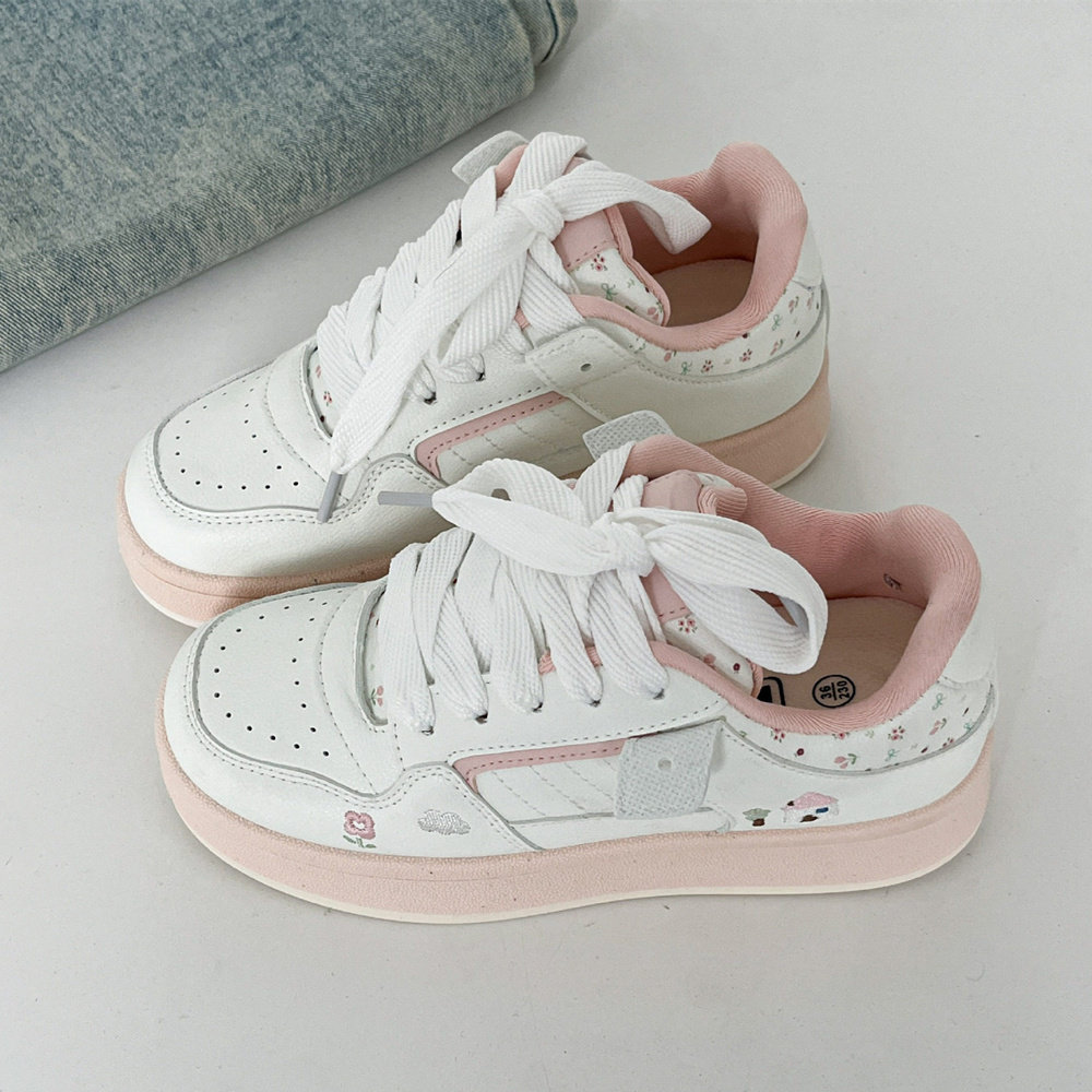 夜晚晚 甜美风碎花板鞋女2026新款春季学生百搭小白鞋运动休闲鞋,女鞋,棉鞋,淘宝优惠券,粉丝福利购,淘宝优惠卷