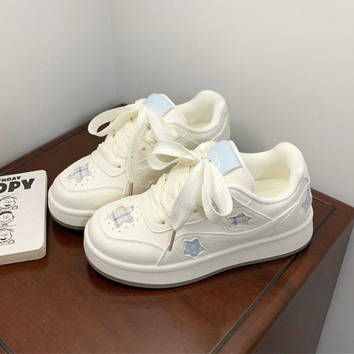 夜晚晚 休闲风星星厚底小白鞋女生2026新款春季学生百搭可爱板鞋,女鞋,棉鞋,淘宝优惠券,粉丝福利购,淘宝优惠卷