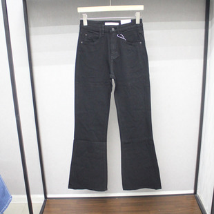 韩货馆黑色高腰弹力牛仔微喇裤2026年春季新款女装显瘦时尚长裤