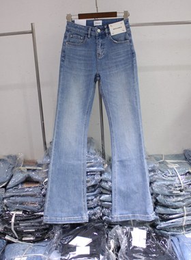 ZIXUAN子煊77180浅蓝色水洗时尚牛仔喇叭裤2025年秋季新款女长裤