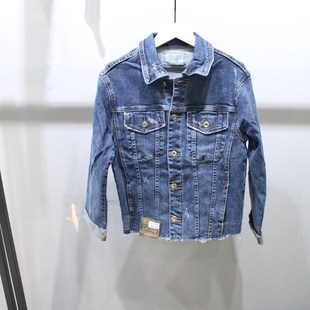妙玲M1137磨白抓痕毛边修身 上衣 牛仔短外套2023年显瘦韩版 女装