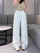阔腿裤 依炫韩高腰白色宽松直筒牛仔裤 窄版 女装 2026年春季