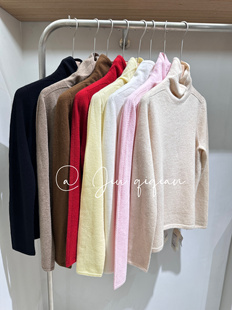 堆堆领100%纯山羊绒无缝一体针织衫 软糯温暖BI入高领打底毛衣秋冬