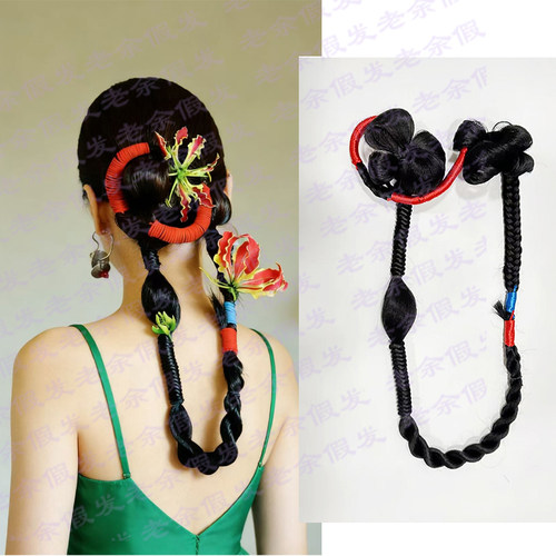 新娘妆造麦穗麻花辫子马尾