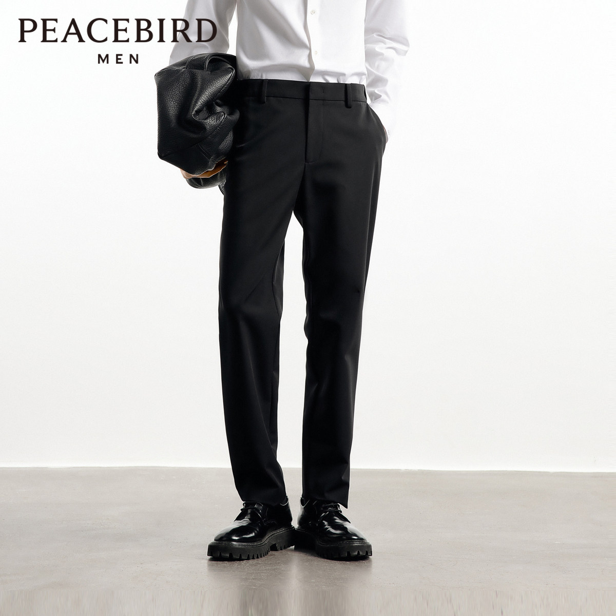 【商场同款】太平鸟男装 修身西裤男韩版黑色休闲长裤B1GBD3105