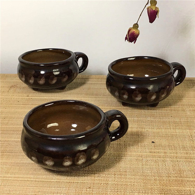 [Chaoshan Cultural Studio]Early stage Yixing Cinnabar ceramics Kiln transformation Three-legged Handle teacup Tea cupin the Tableware , Tea set , Cup  category - from Buy2taobao.com to provide professional Taobao agent buy service