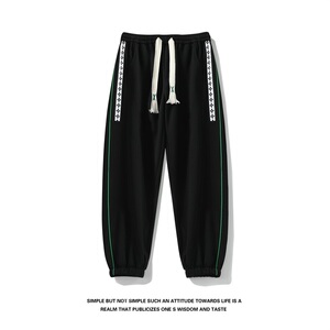白底平铺男士大码休闲松紧束脚卫裤XZ405-K1003-P50图片