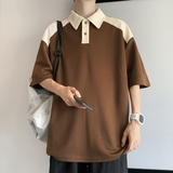 夏季新品潮流宽松拼接撞色宽松短袖POLO衫男XZ405-DK88-P30，男装Polo衫，星座405