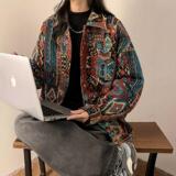 民族风衬衫外套男春秋季新款高级感美式复古小香风巴洛克翻领夹克，男装衬衫，星座405