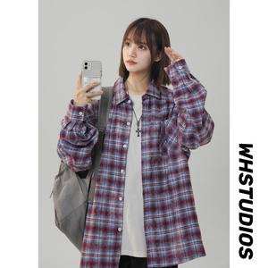 中性风宽松长袖格子衬衫男春秋潮牌休闲衬衣外套xz405-cs04-P55图片