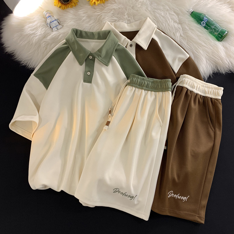 夏季潮流男短袖刺绣宽松短裤运动休闲套装XZ405-TZ88-p55,男装休闲套装,星座405