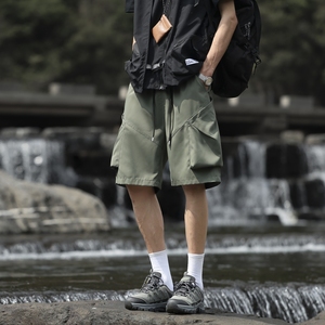 夏季松紧工装雪尼尔短裤男士大码五分裤XZ405-K007-p38图片