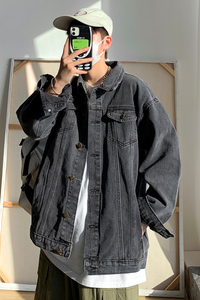 青春男牛仔衣潮流春季宽松牛仔夹克男XZ405-J图片