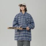 中性风宽松长袖格子衬衫男春秋潮牌休闲衬衣外套xz405-cs04-P55，男装衬衫，星座405