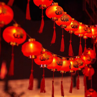 新年装饰小红灯笼过年氛围中国风家用彩灯春节窗户阳台布置窗帘灯