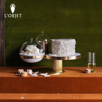 L'OBJET24K镀金黄铜餐盘蛋糕架