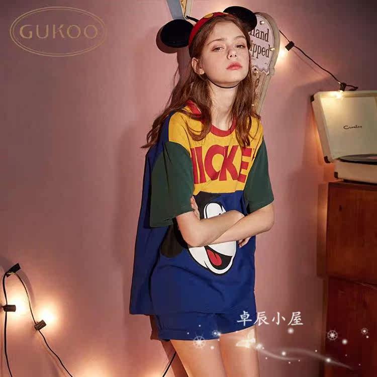 Cartoon Mickey pure cotton Hit color Thin section pajamas suit lovely Short sleeved Easy Home Furnishings pajamas zc052021in the Lingerie/Men's underwear/Tracksuit , Pajamas/Home service package  category - from Buy2taobao.com to provide professional Taobao agent buy service