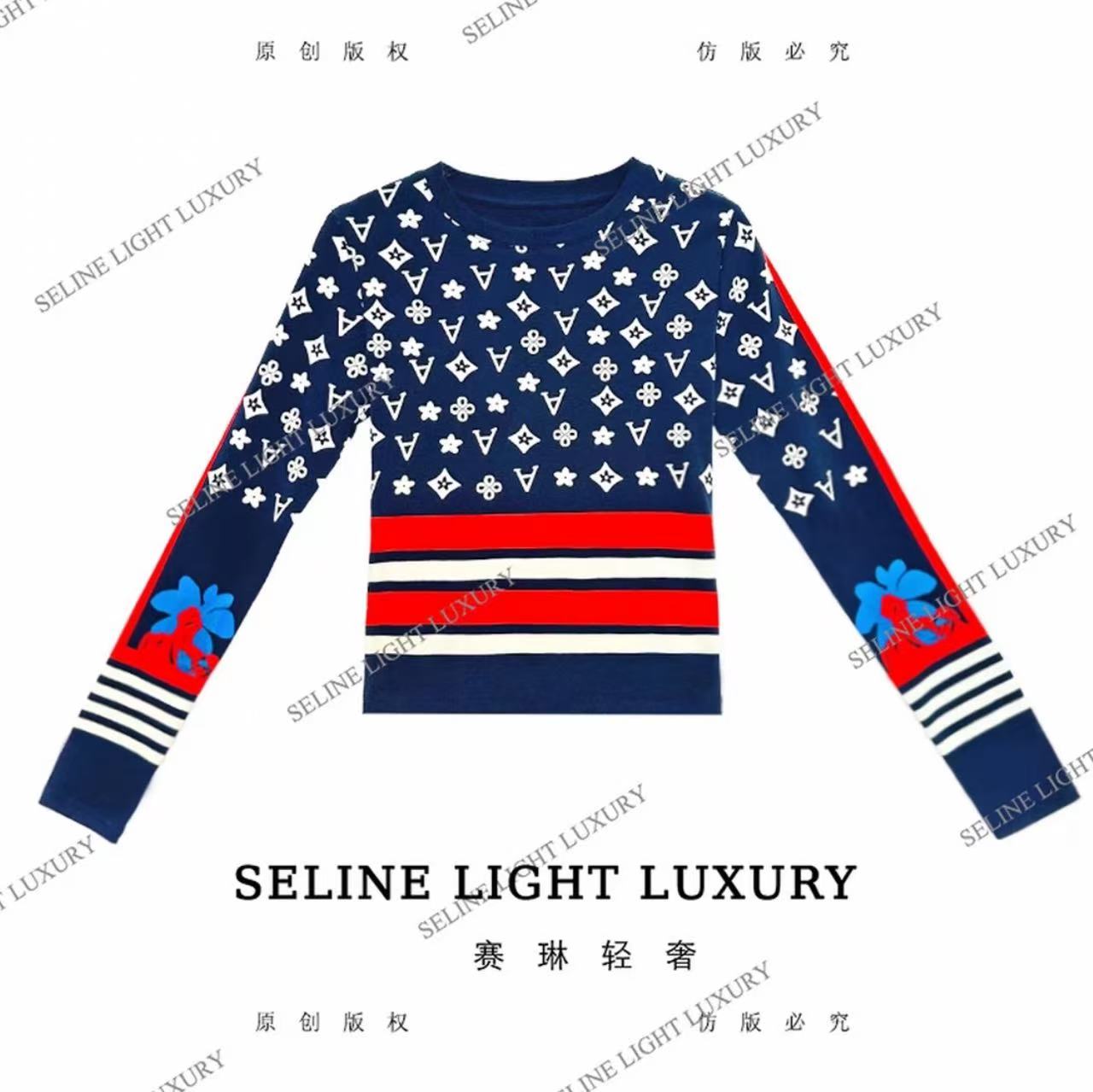 2025秋季新款藏蓝色字母印花时尚轻奢气质百搭长袖