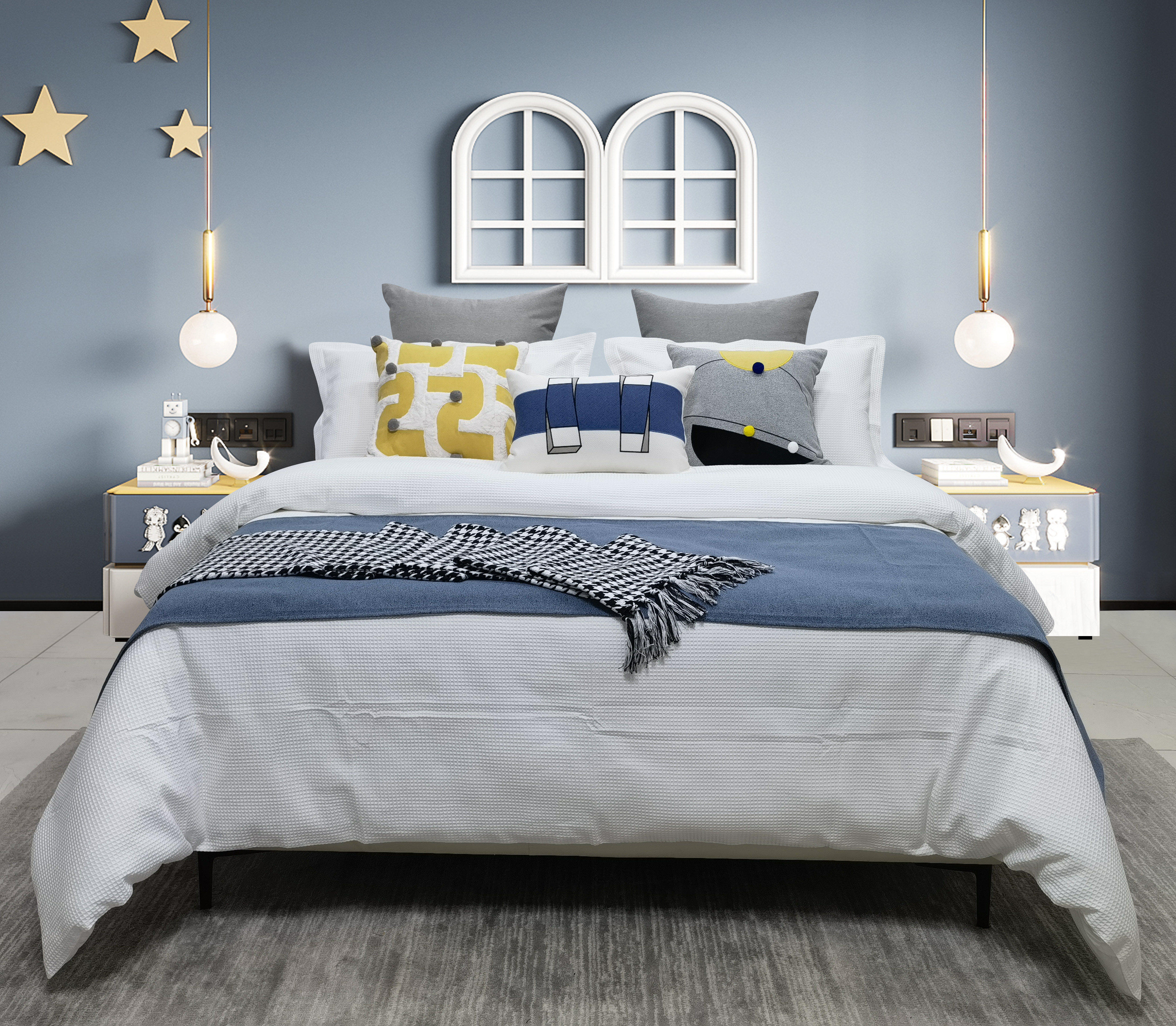 展厅样板房 家具配套 儿童男孩蓝色十件套软装摆场卡通床上用品,床上用品,床品套件/四件套/多件套,淘宝优惠券,粉丝福利购,淘宝优惠卷