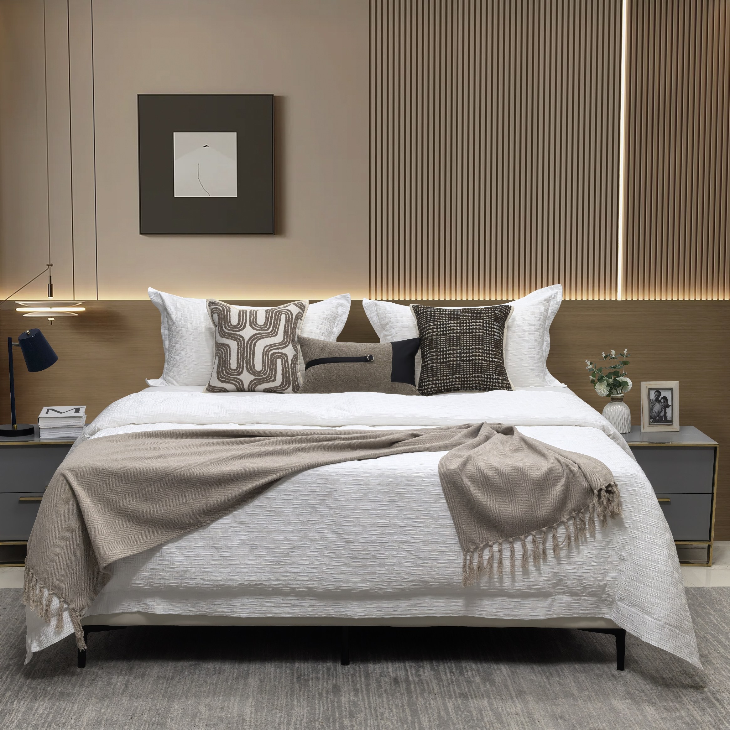 现代简约软装样板间 家具软装 港式侘寂风奶油风多件套