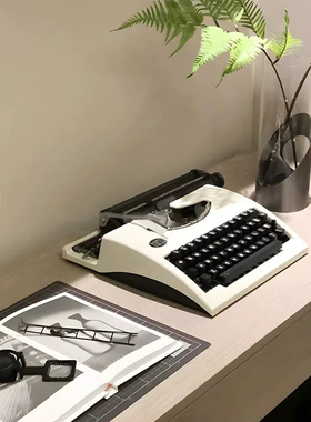 软装恒大现代简约样板房书房书桌摆件复古打印机模型软装饰品组合