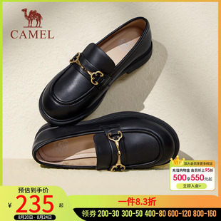 女乐福鞋 骆驼女鞋 休闲通勤低跟单鞋 2025春秋新款 真皮英伦风小皮鞋