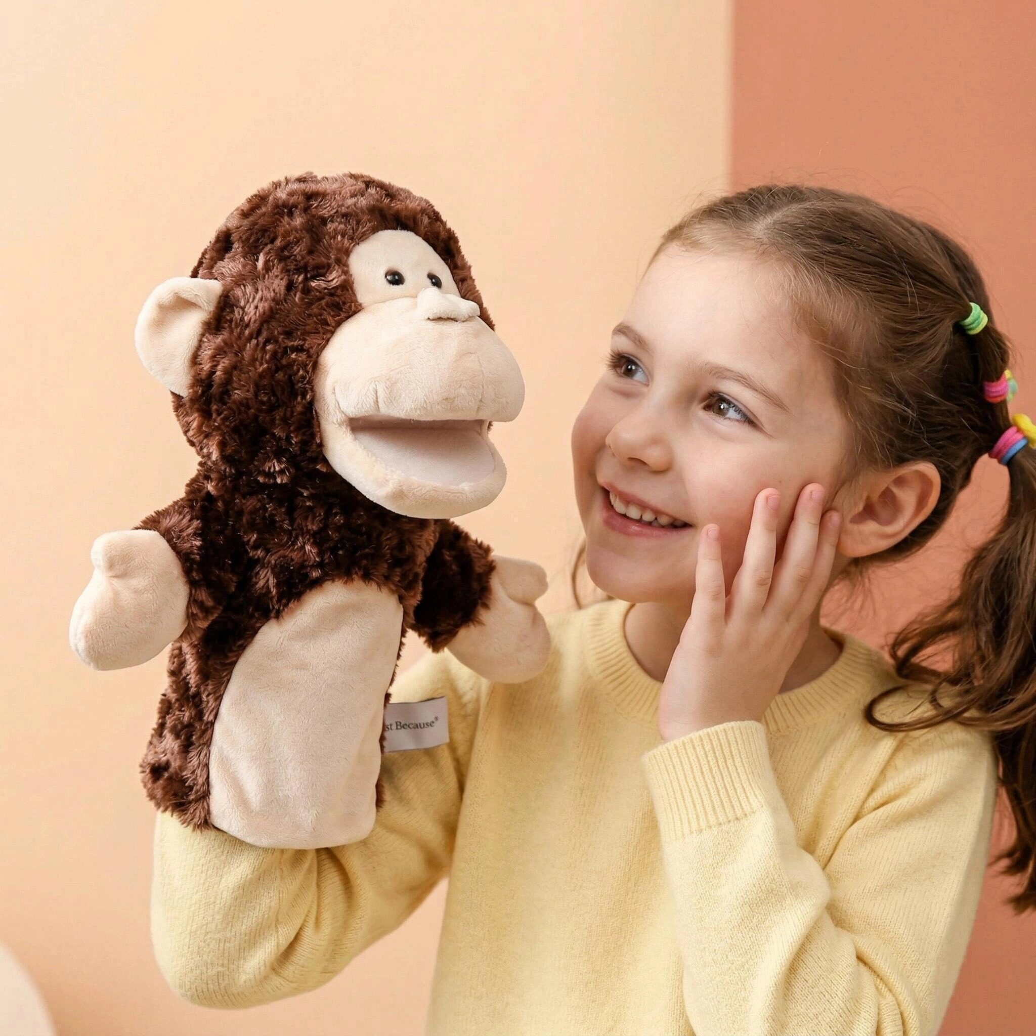 毛绒猩猩公仔手偶玩具动物手套可张嘴套手玩偶双手嘴巴能动不掉毛