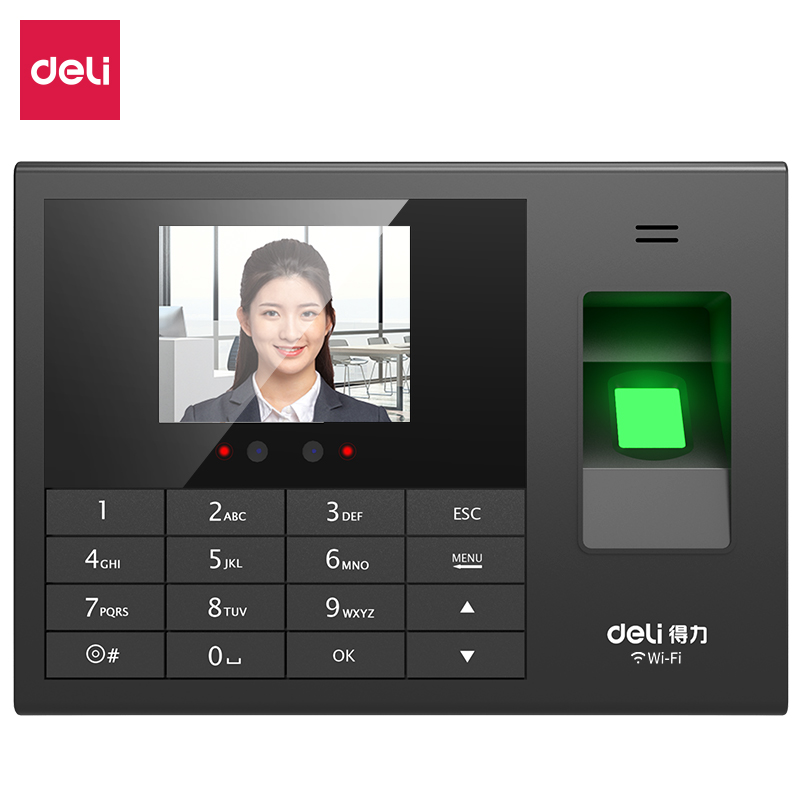 得力3765CN智能云考勤机(黑1台)无线GPS安防WiFi打卡异地办公设备